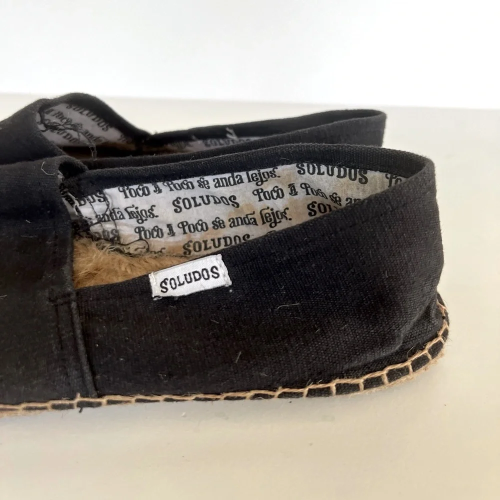 Soludos The Original Espadrille Slip On Casual Black Canvas Shoe, size 38